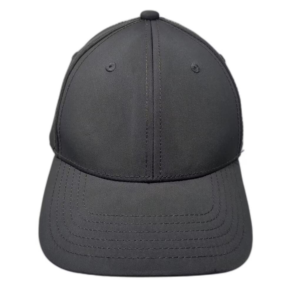 Ponyback Baseball Cap Black L Fitted High Ponytail Magnetic Back Hat Embroidered
